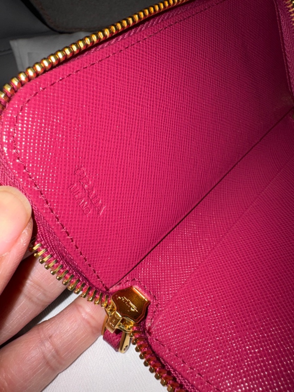 Prada Zip-Around Saffiano Key Waller in Berry - Picture 6 of 7